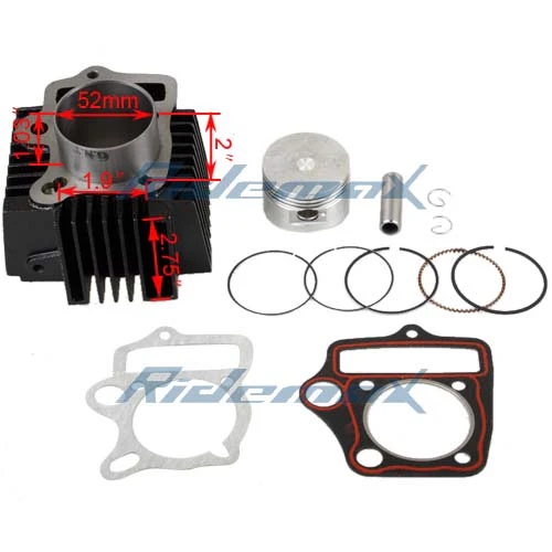 X-PRO 52mm Cylinder Piston Pin Ring Gasket Kit for 110cc ATVs & Dirt Bikes, Go Karts