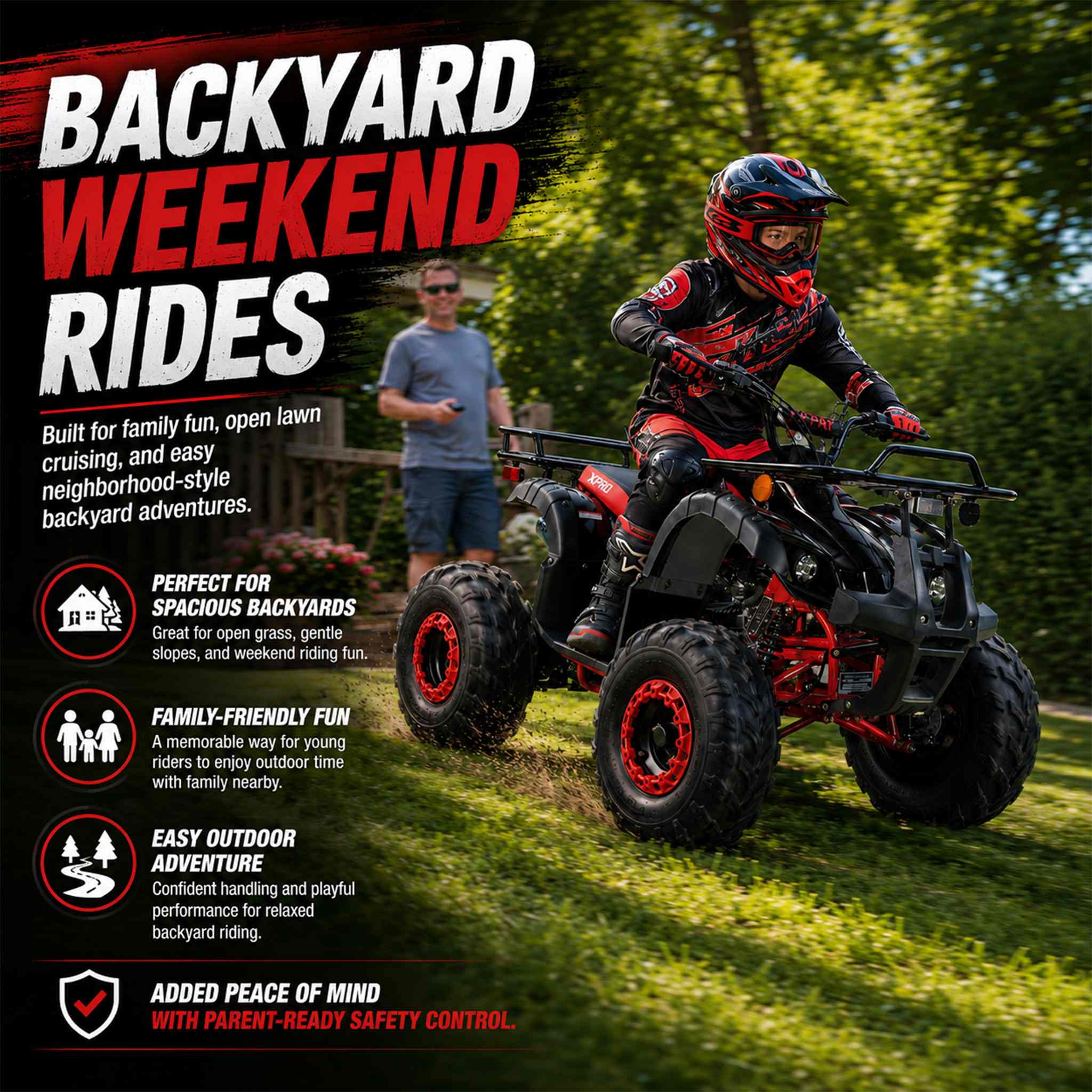 Free shipping! X-PRO Hawk 125cc ATV with Automatic Transmission w/Reverse, LED Headlights, Remote Control! Big 19in/18inTires! - Image 6