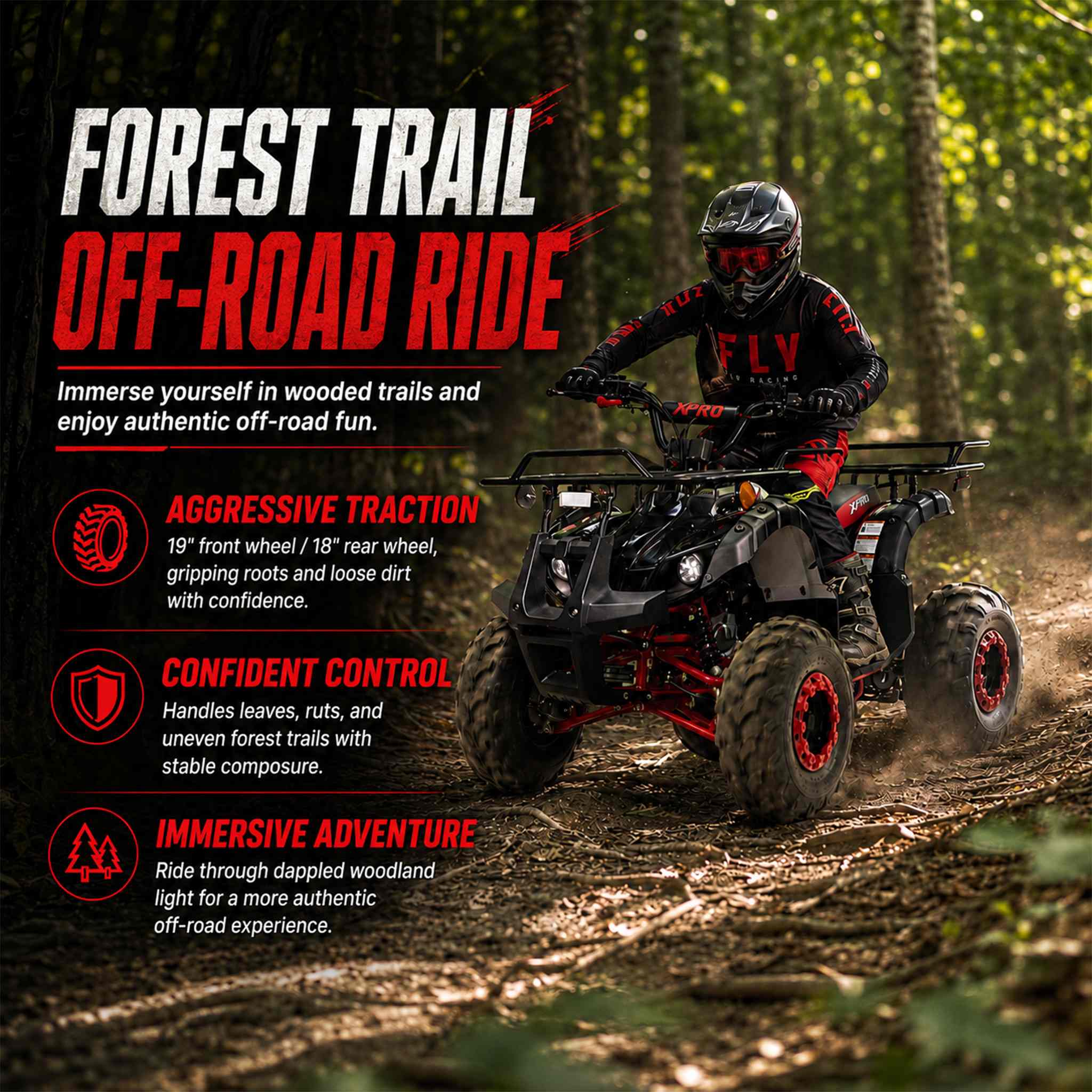 Free shipping! X-PRO Hawk 125cc ATV with Automatic Transmission w/Reverse, LED Headlights, Remote Control! Big 19in/18inTires! - Image 7