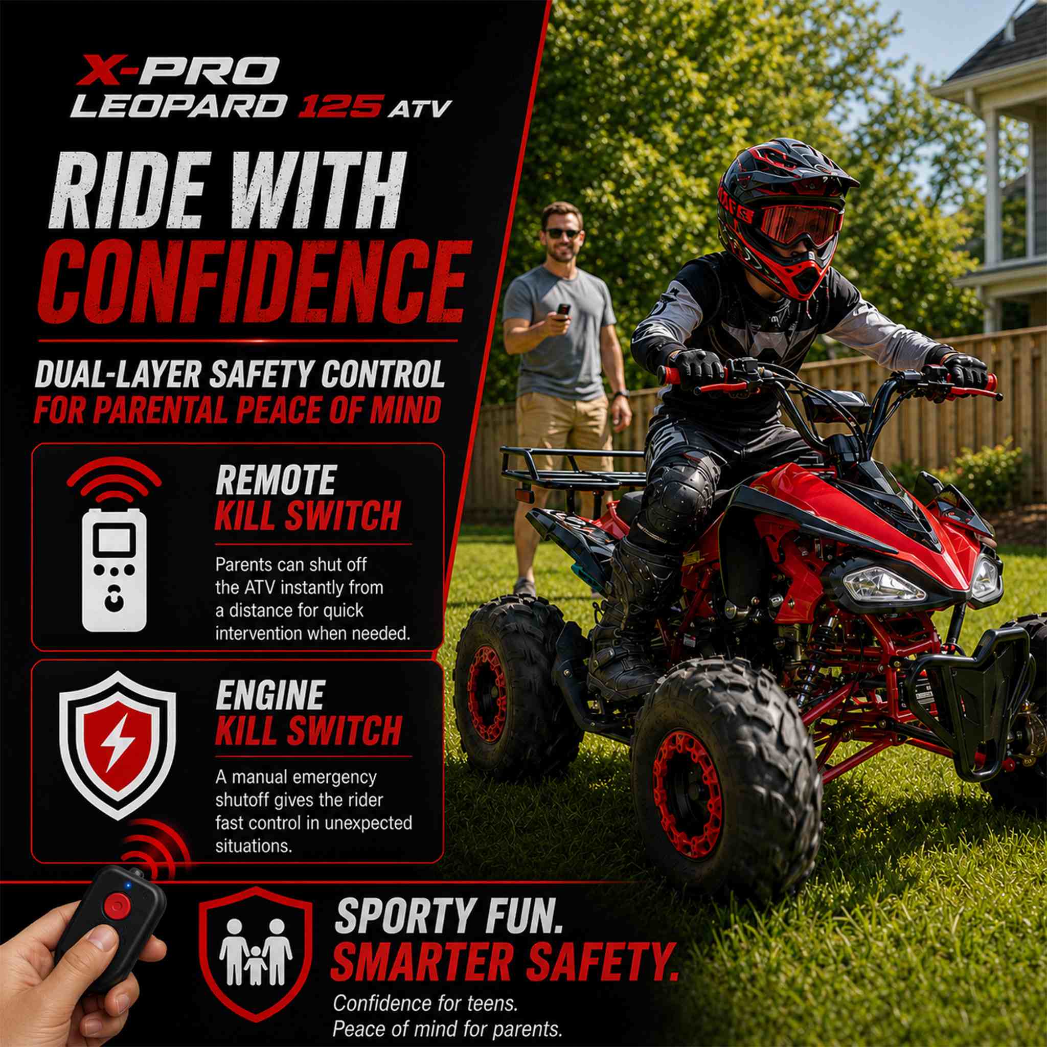 Free Shipping! X-PRO Leopard 125cc ATV with Automatic Transmission w/Reverse, Remote Control! Big 19in/18inTires! - Image 6